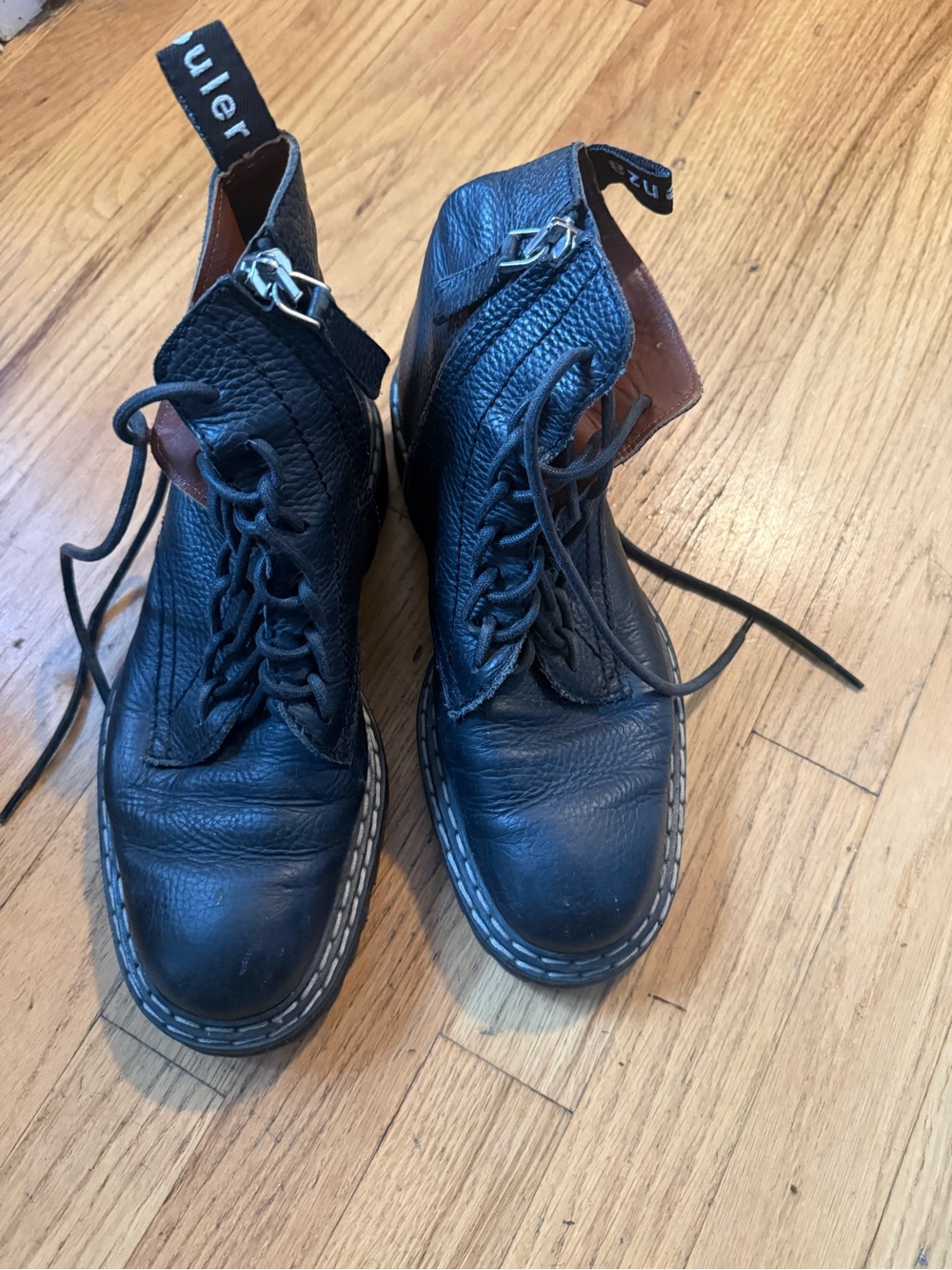 Proenza Schouler Black Leather Lace-Up Ankle Boots